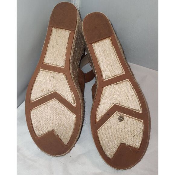 Marc Fisher MLAdalyn TanLeather & Suede Espadrille Wedge Platform Shoe Size 9.5 - Picture 7 of 7